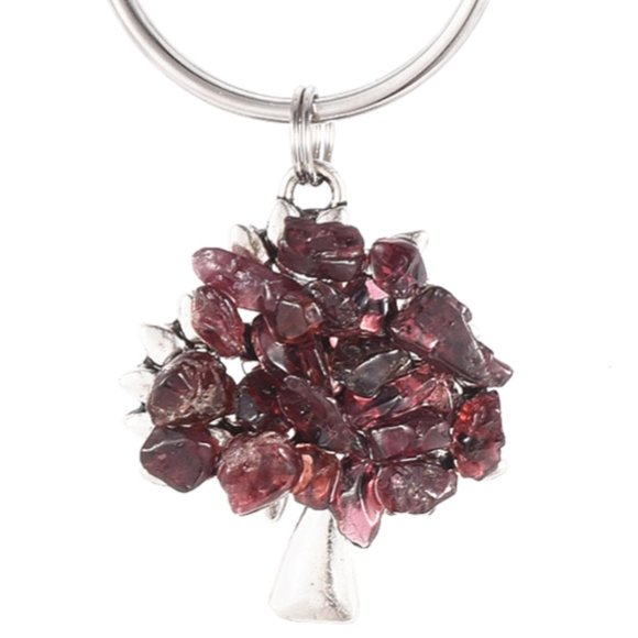 2/$10 NWOT Natural garnet Gemstone chip keychain - semi precious gem Tree - Picture 1 of 2